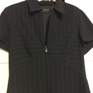 Liz Claiborne Navy pinstripe dress, fully lined.